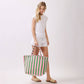Striped Terry Tote Bag: Pink + Green