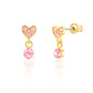 Little Luxe Drop Earrings | Heart with Pink Cubic Zirconia
