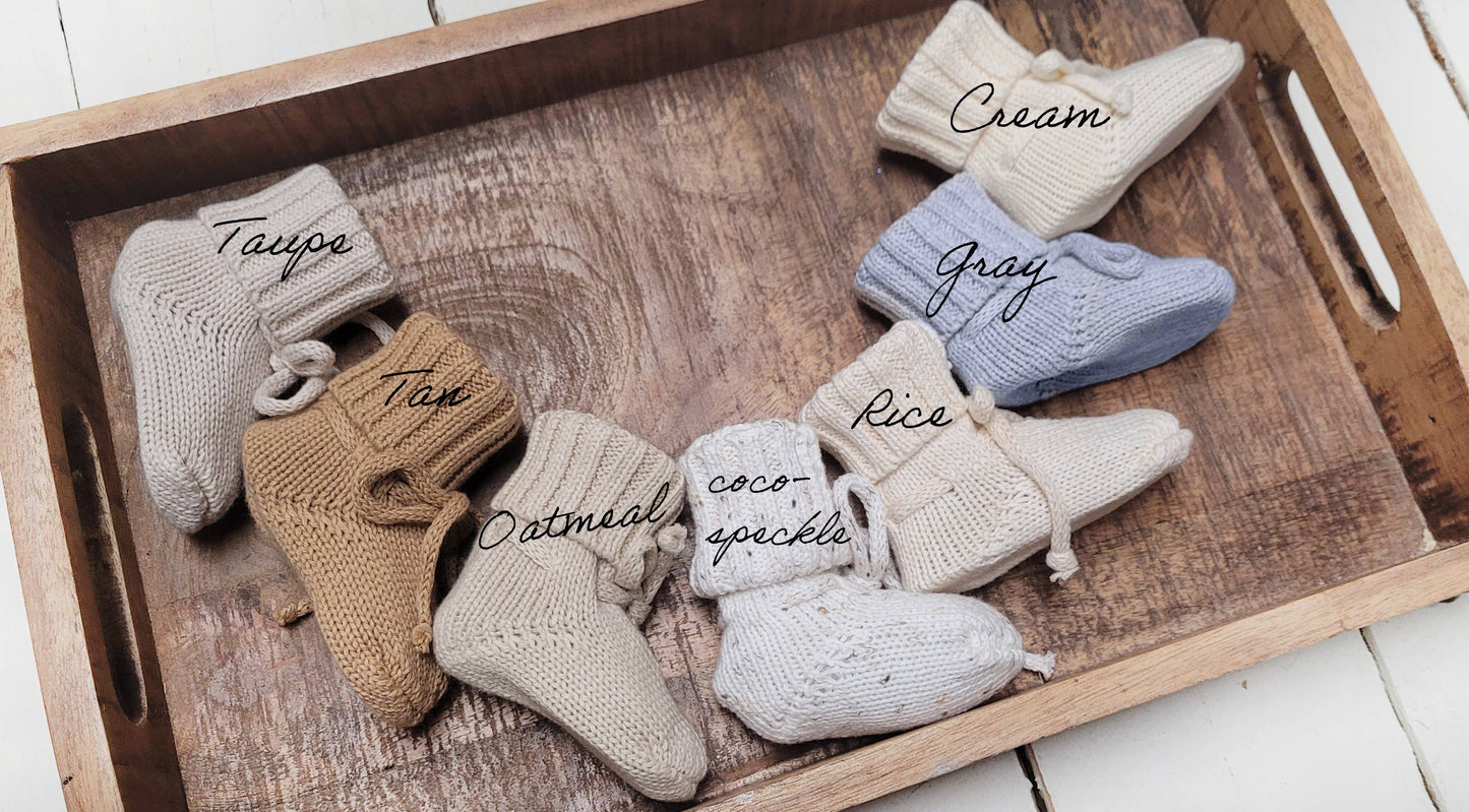 Baby Knit booties Taupe 3-9m