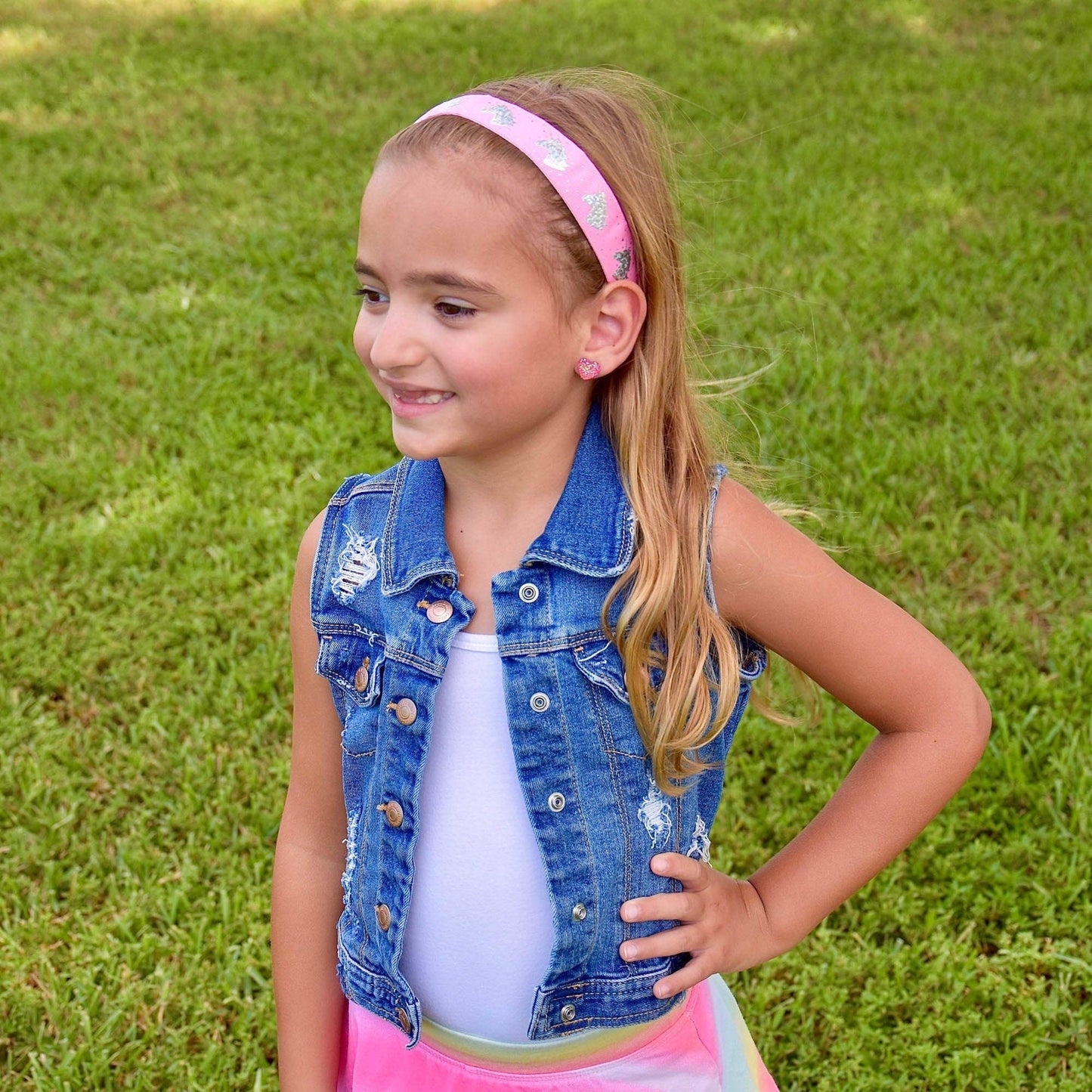 Adjustable No Slip Unicorn Headband - Pink