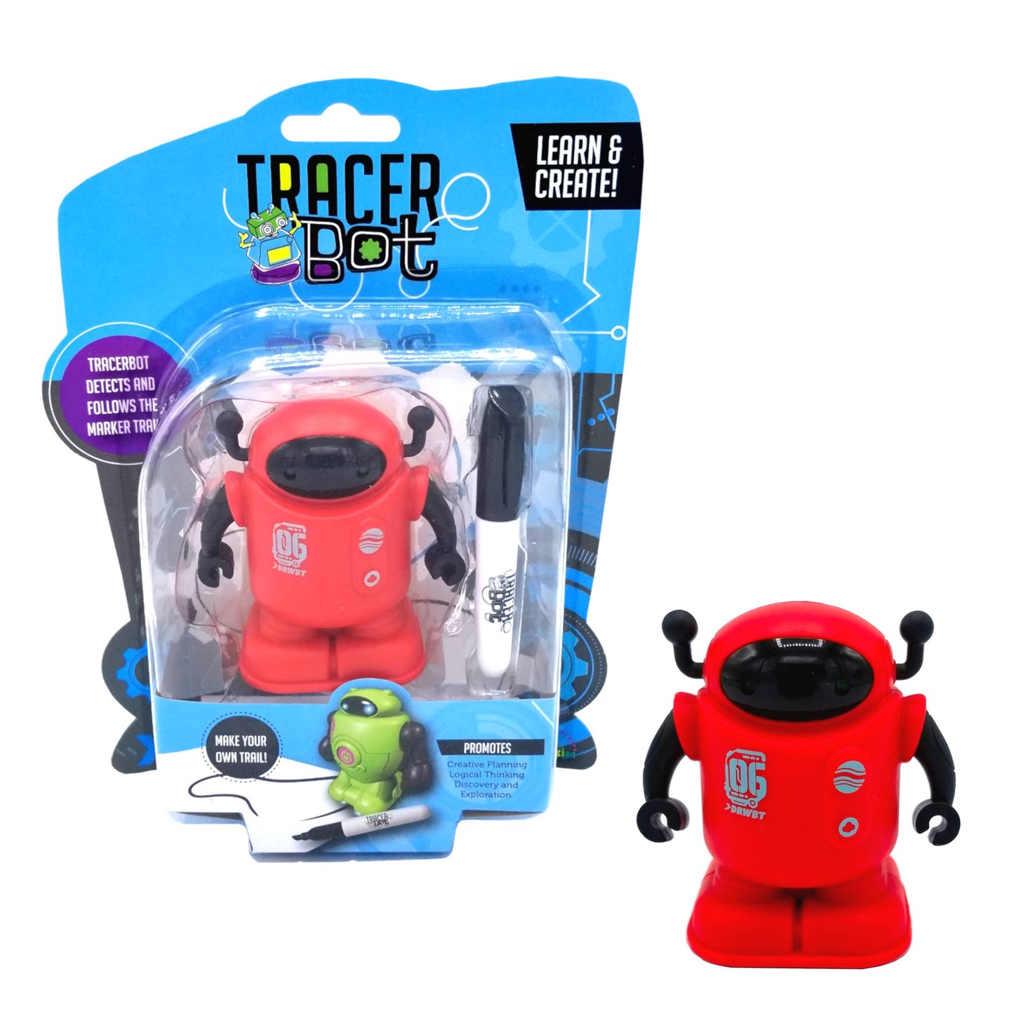 Tracerbot - Red. Inductive Robots Follow The Line You Draw