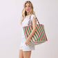 Striped Terry Tote Bag: Pink + Green