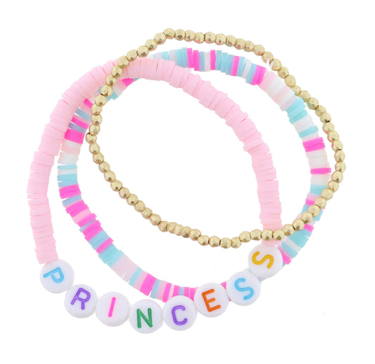 "PRINCESS" Pink Sequins Bracelet Set