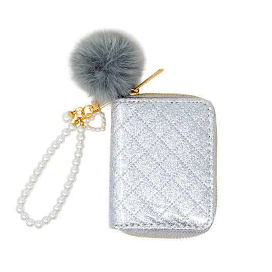 Sparkle Pearl Strap Wallet: Silver