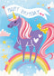 Unicorn Flocked Birthday Card
