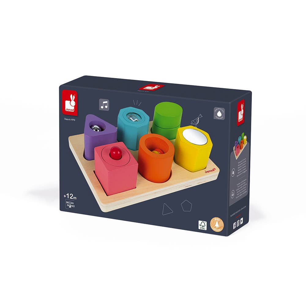 Wood Shapes & Sounds 6 Block Puzzle