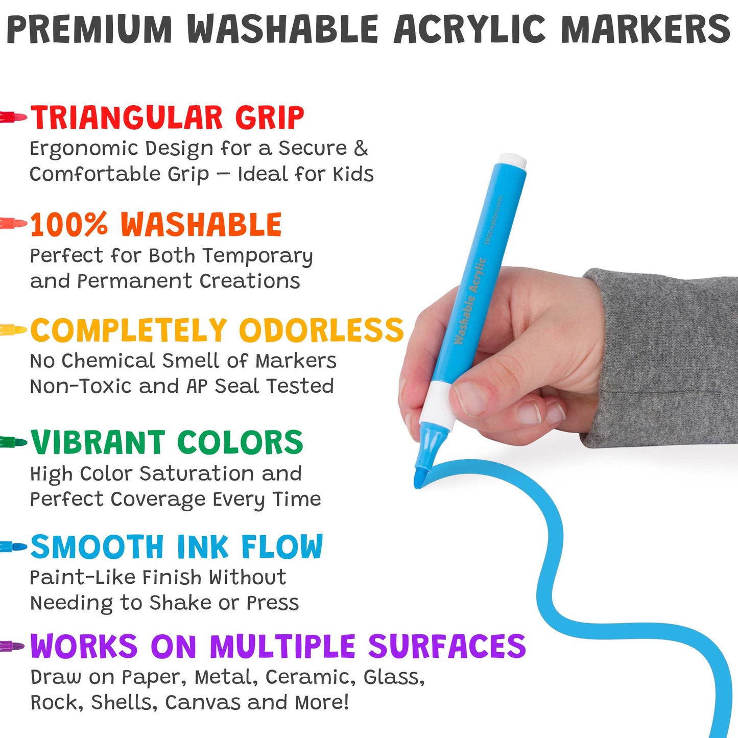 Magic Stix Washable Acrylic Markers 12 pk