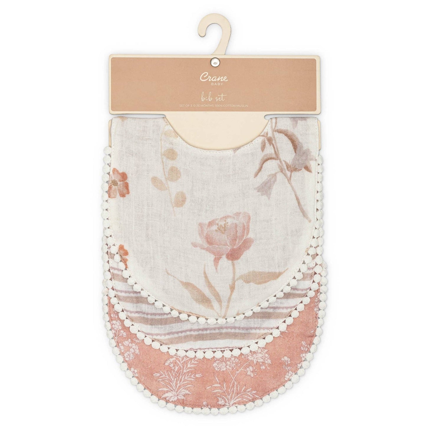 Violet Floral Cotton Bib Set (3 Pk)