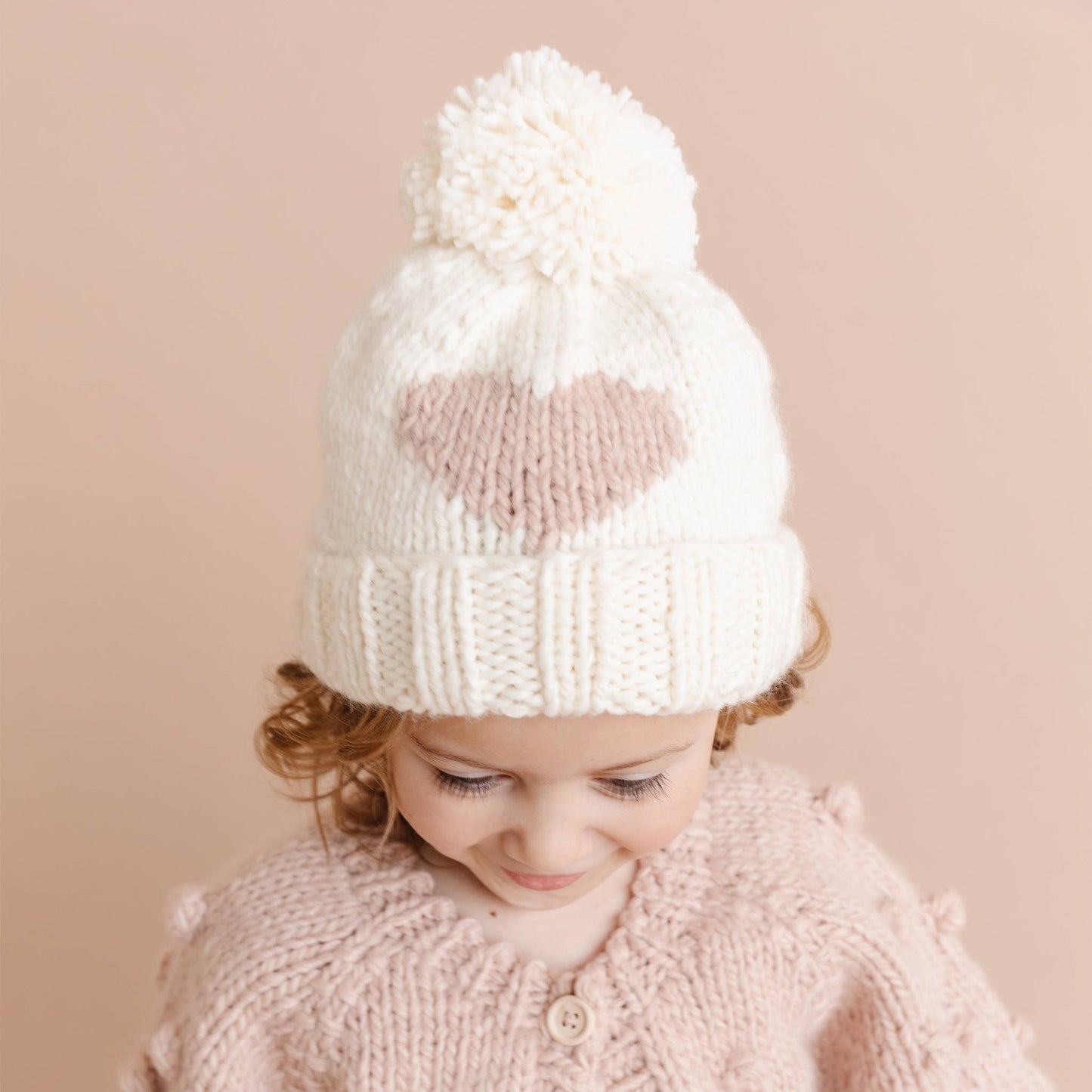 Hand Knit Baby Hat: Blush / S; 6-24M