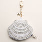 Scallop Charm Keychain Beaded Pouch: White