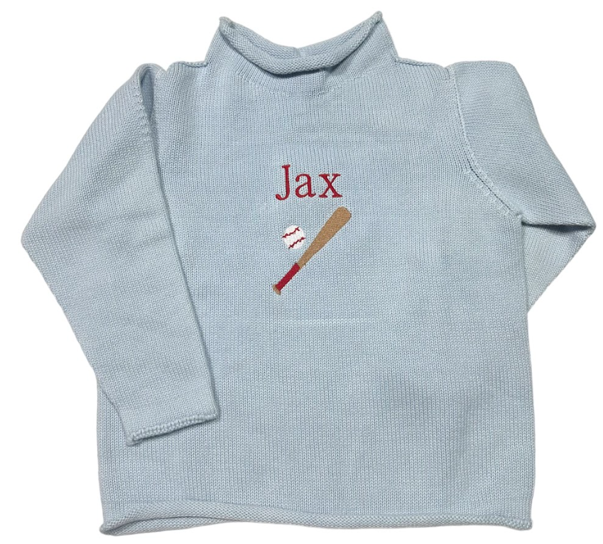 Jersey Rollneck Sweater: Blue / 12M