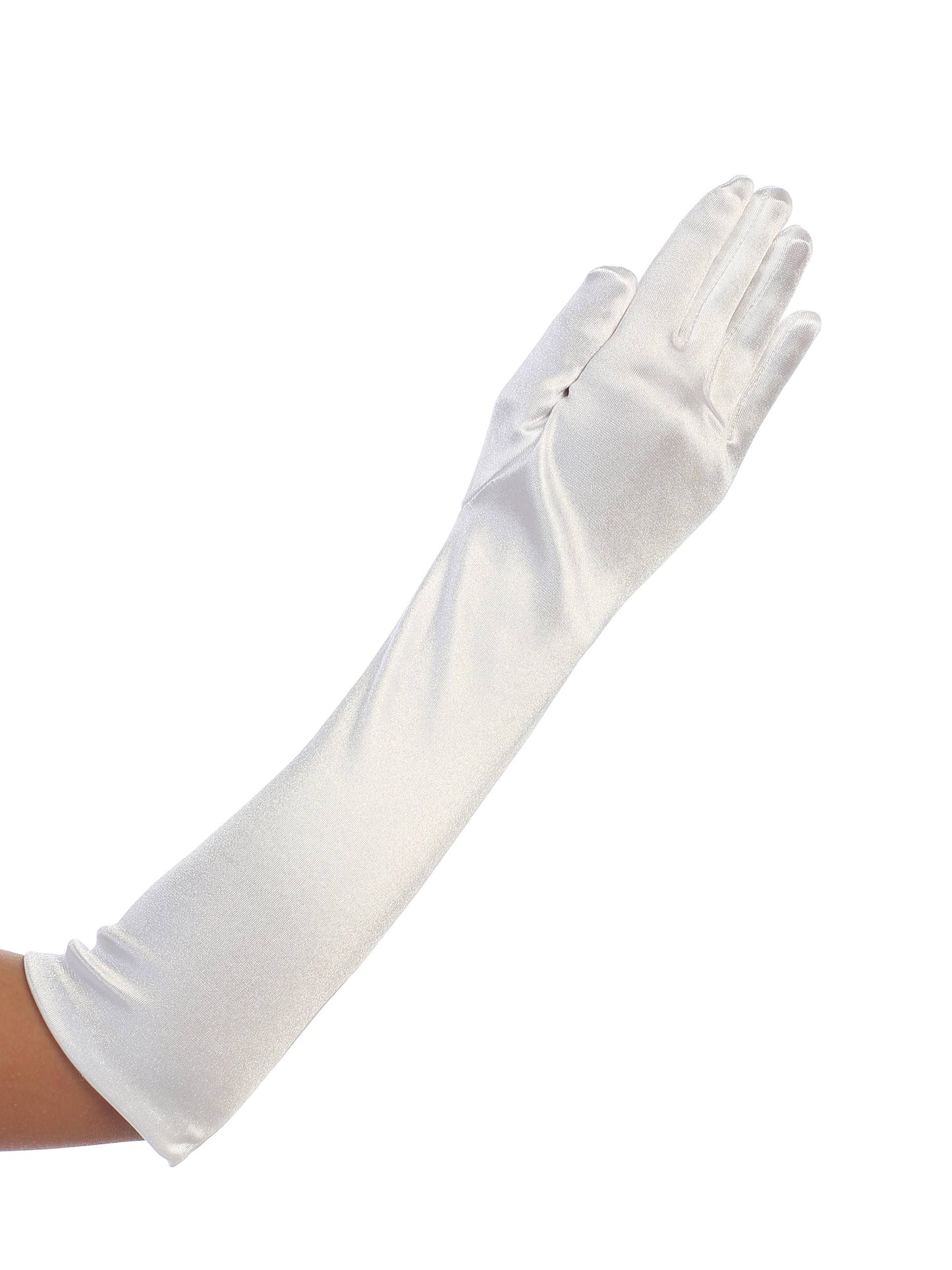 Long white Satin Gloves / 0-3