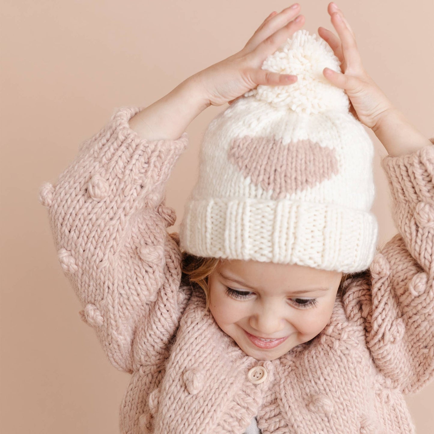 Hand Knit Baby Hat: Blush / S; 6-24M