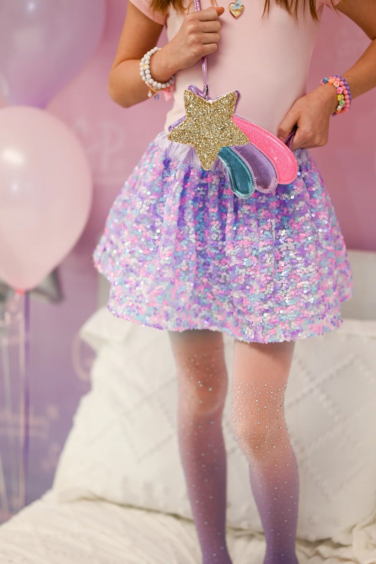 Purple Party Sequins Skirt, Size 4-6