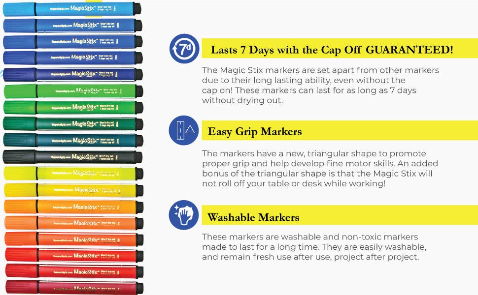 Magic Tri Stix 24 Color - Cap Off for 7 Days