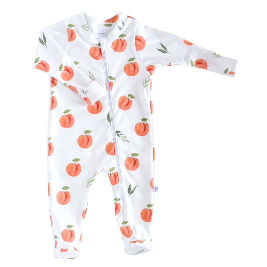 Organic Footie -  peaches: 6-12 m