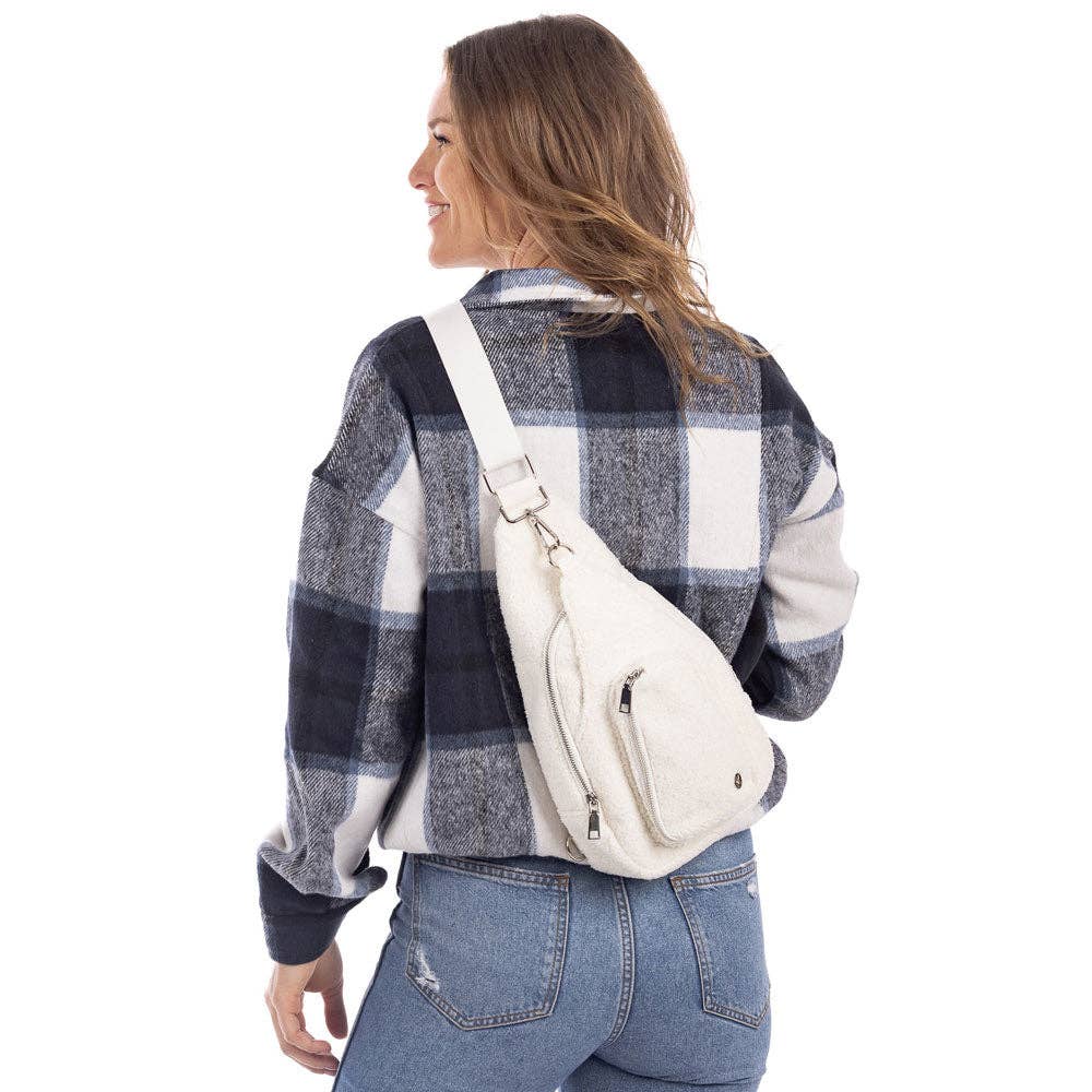 White Sherpa SLING BAG: White