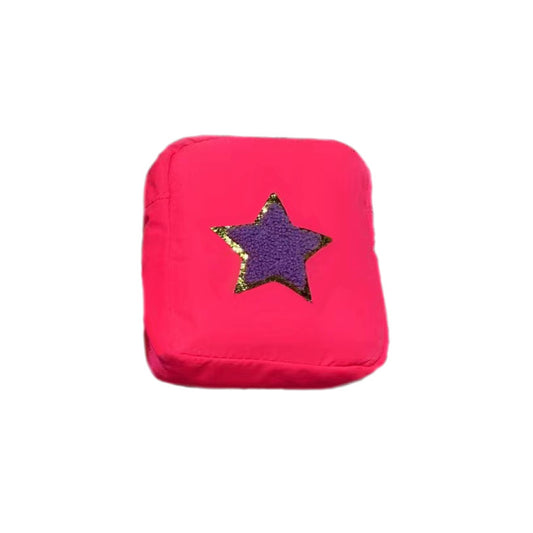 Nylon Cosmetic Bag Pink Star