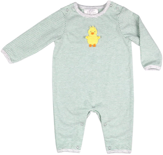 Crochet Charly Chick Baby Romper: Organic Cotton / 6-12M