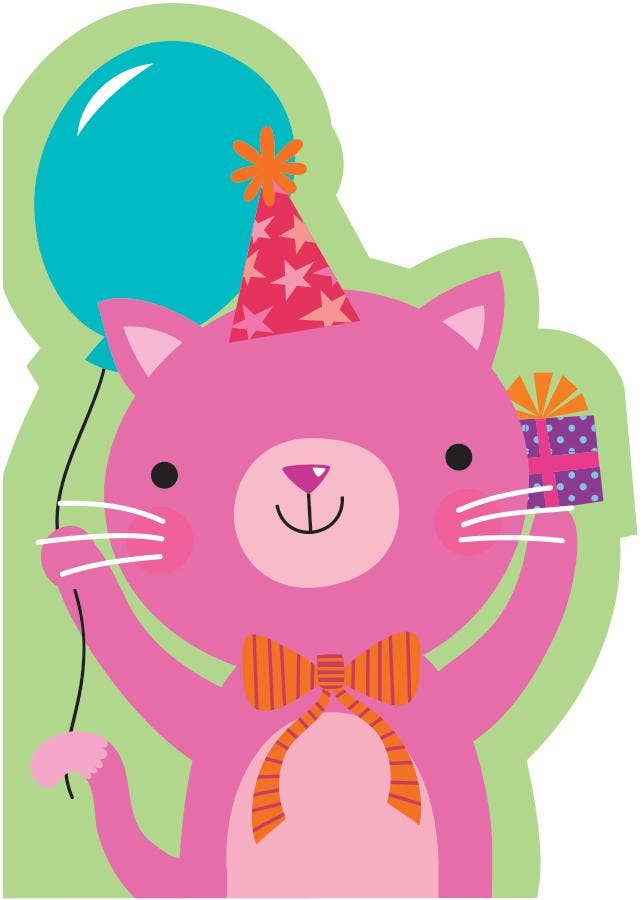 Pink Kitten Flocked Card