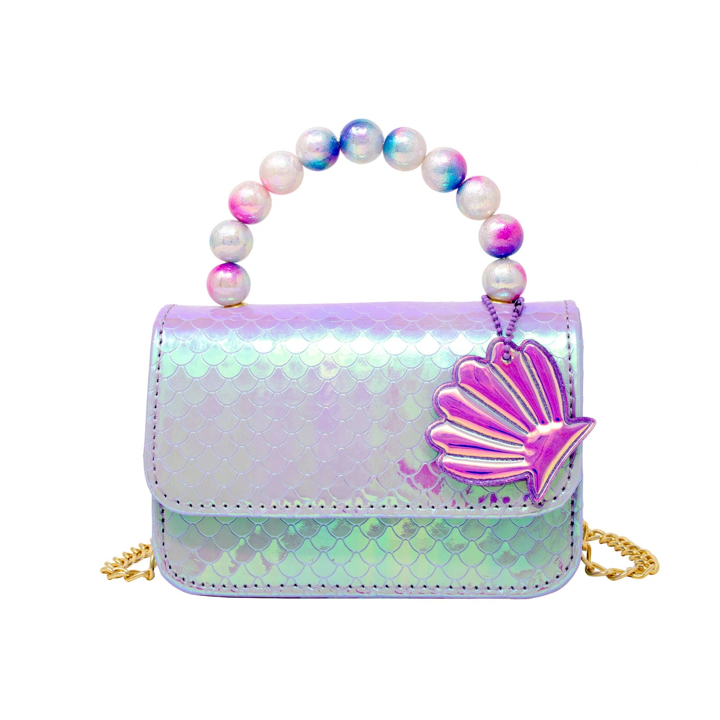 Mermaid Pearl Handle Seashell Bag: Pink