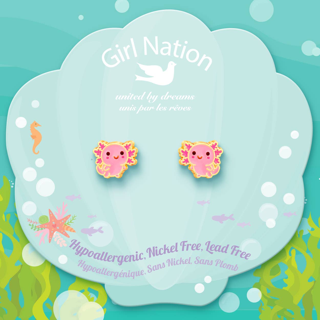 Axolotl Love | Cutie Stud Earrings for Girls
