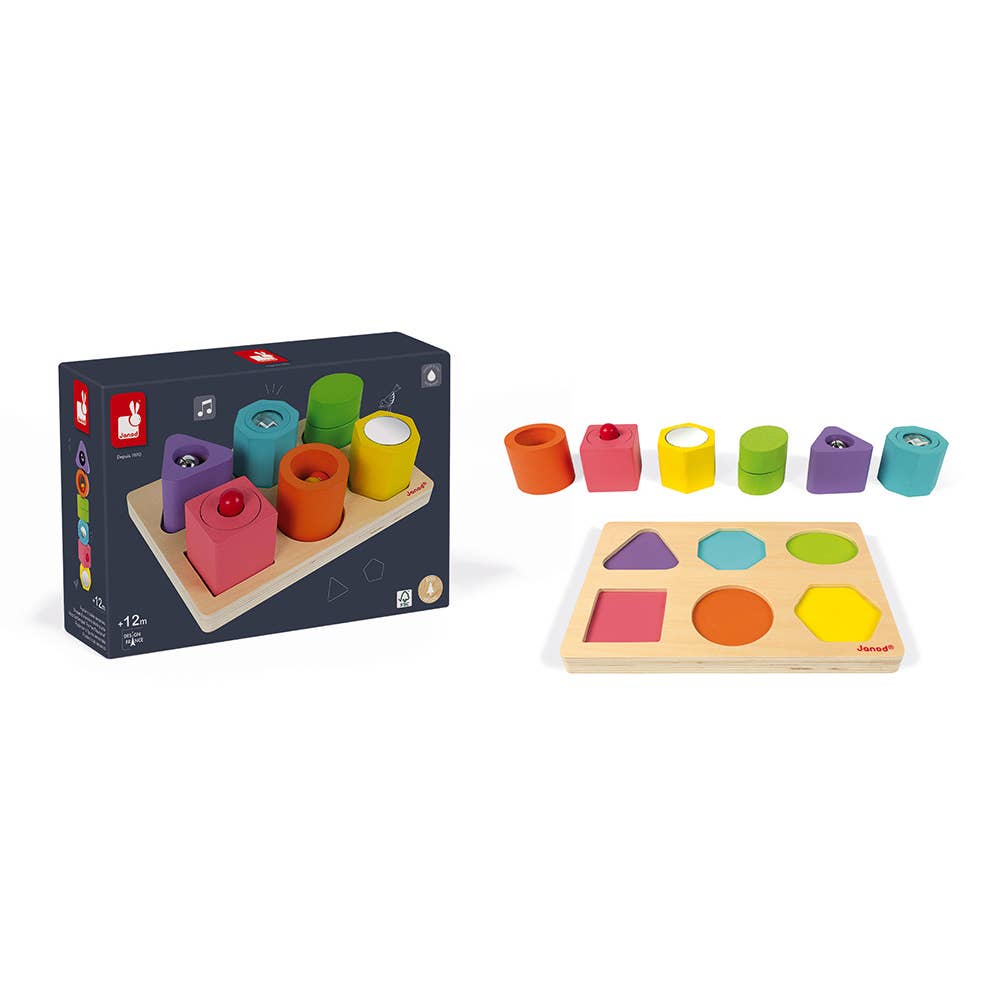 Wood Shapes & Sounds 6 Block Puzzle