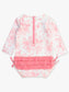 Pink Toile LS Rash Guard Swimsuit 6-12m