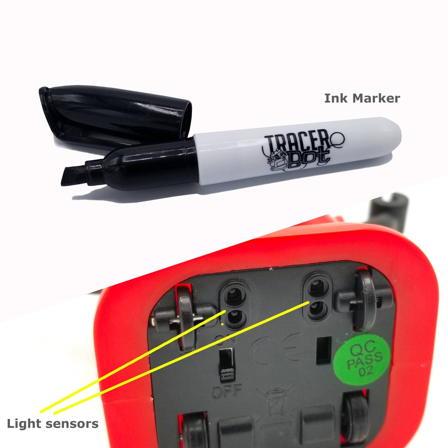 Tracerbot - Red. Inductive Robots Follow The Line You Draw