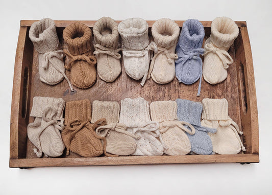 Baby Knit booties Fog 3-9m