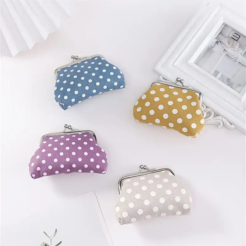 Polka Dot Kiss Lock Coin Purses, Convenient Multipurpose: Purple