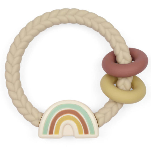 Silicone Teether Rattles: Neutral Rainbow