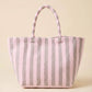 Striped Terry Tote Bag: Gray + Pink