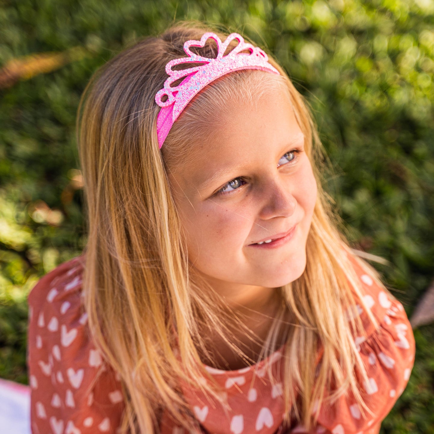 Stretch Glitter Princess Tiara Headband: Pink