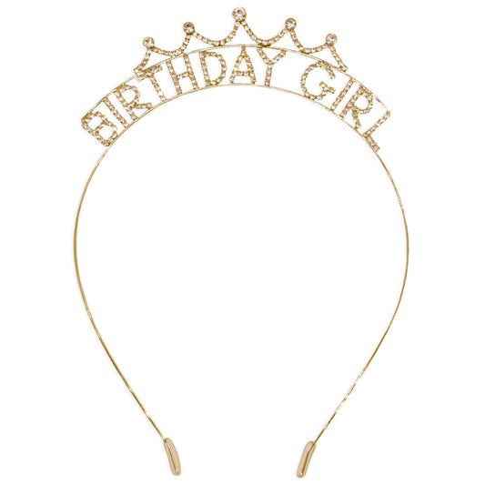 HBD Headband- Sparkle Rhinestone: Gold