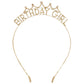 HBD Headband- Sparkle Rhinestone: Gold