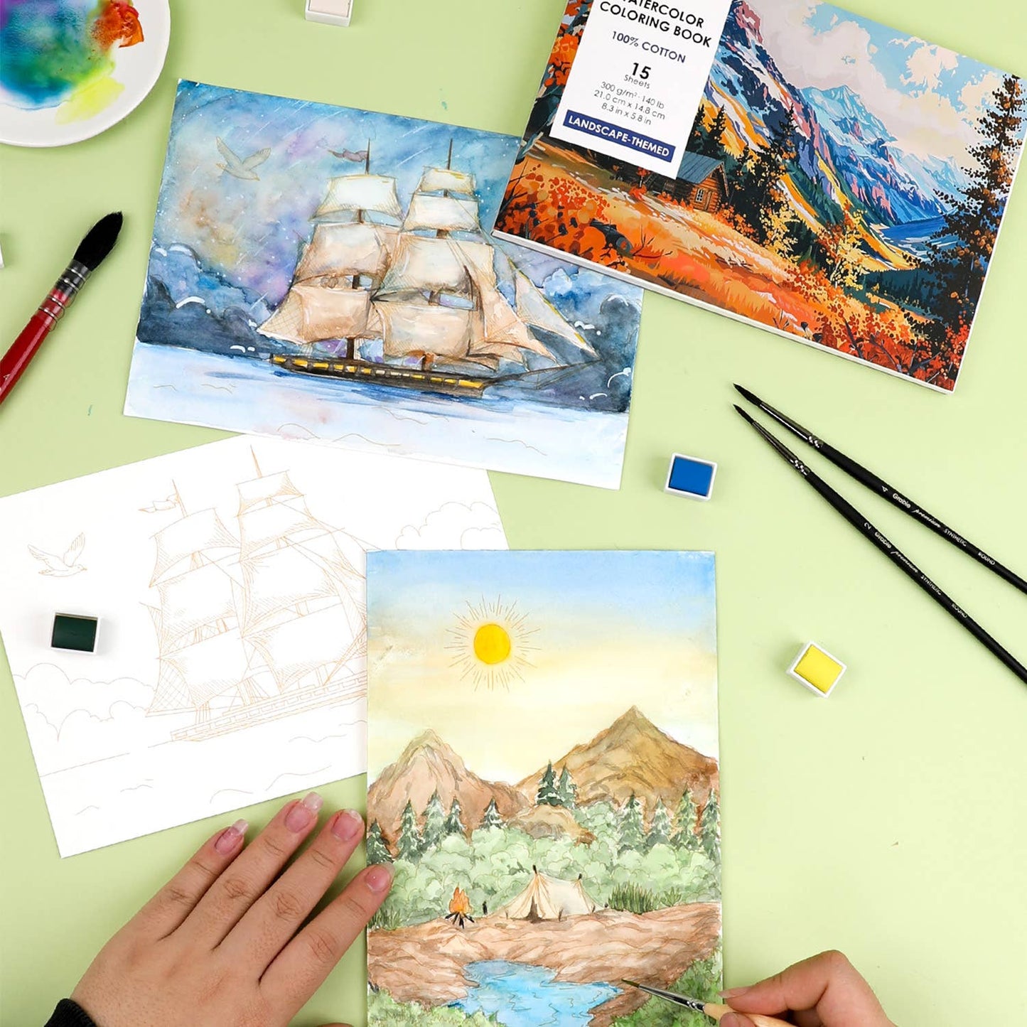 Landscape-Themed Watercolor Book