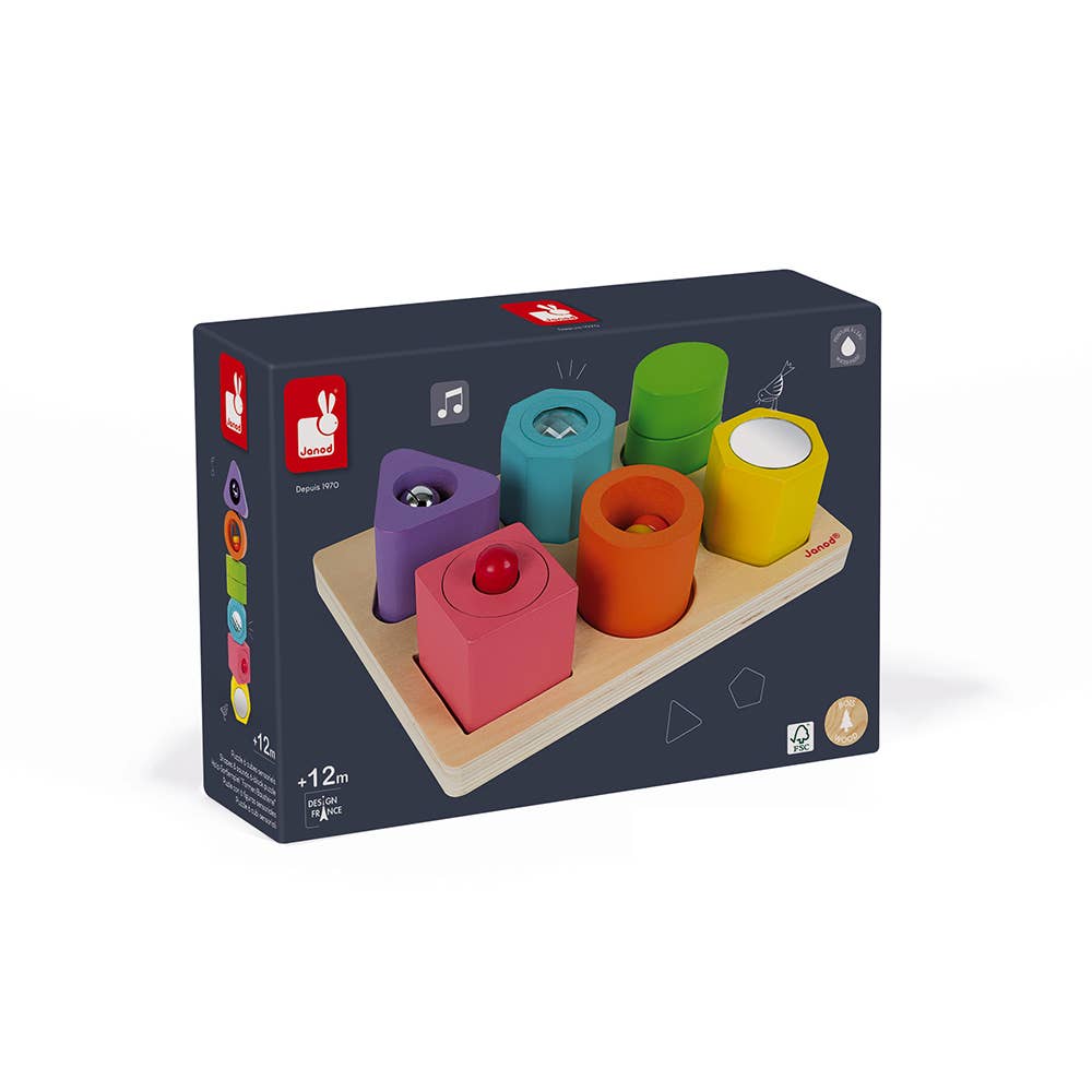 Wood Shapes & Sounds 6 Block Puzzle