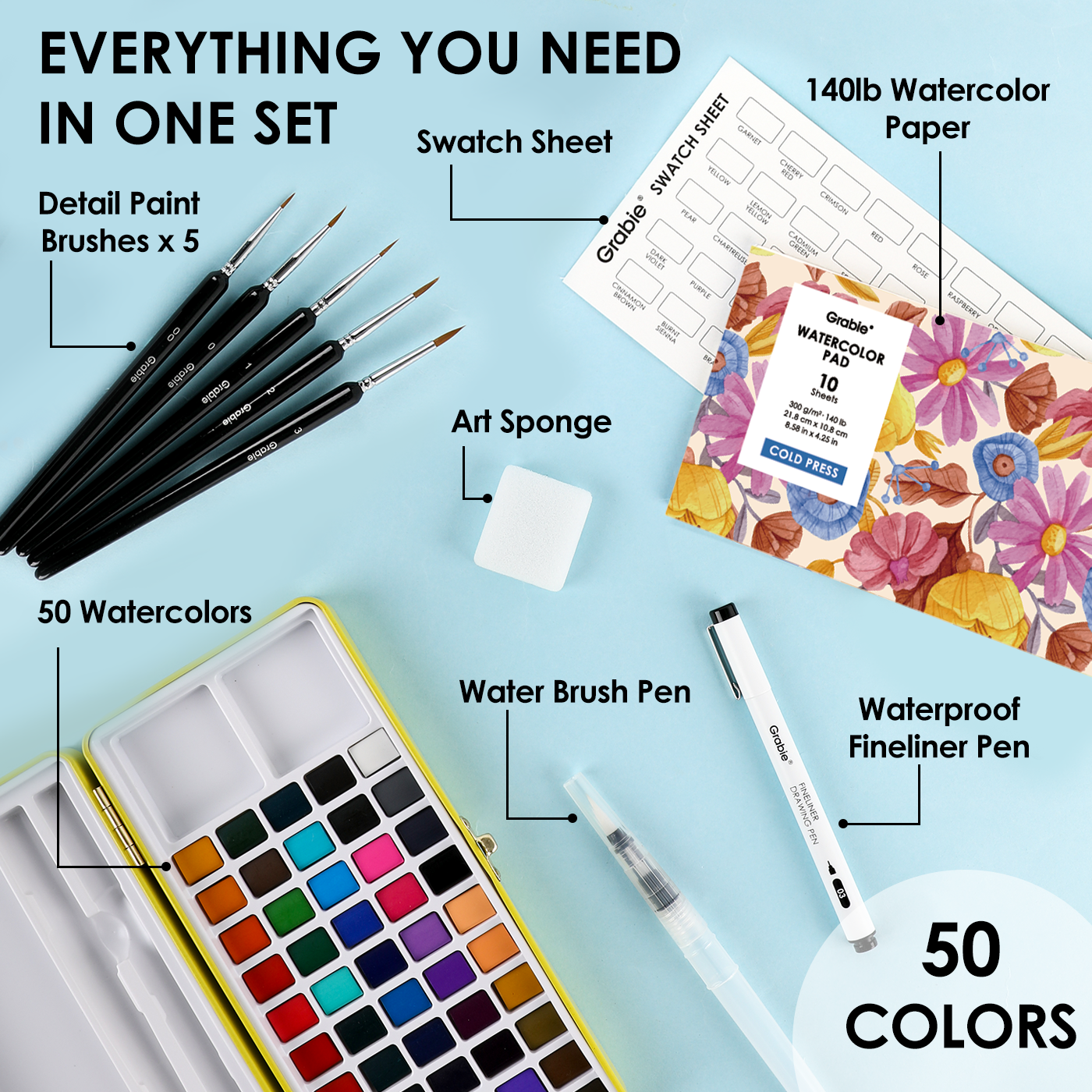 Grabie  Premium Watercolor Set of 50