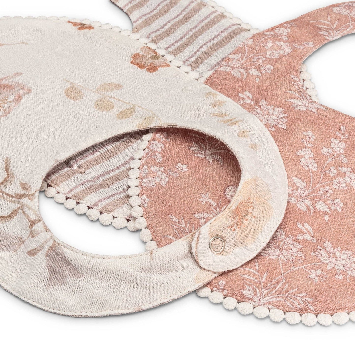 Violet Floral Cotton Bib Set (3 Pk)