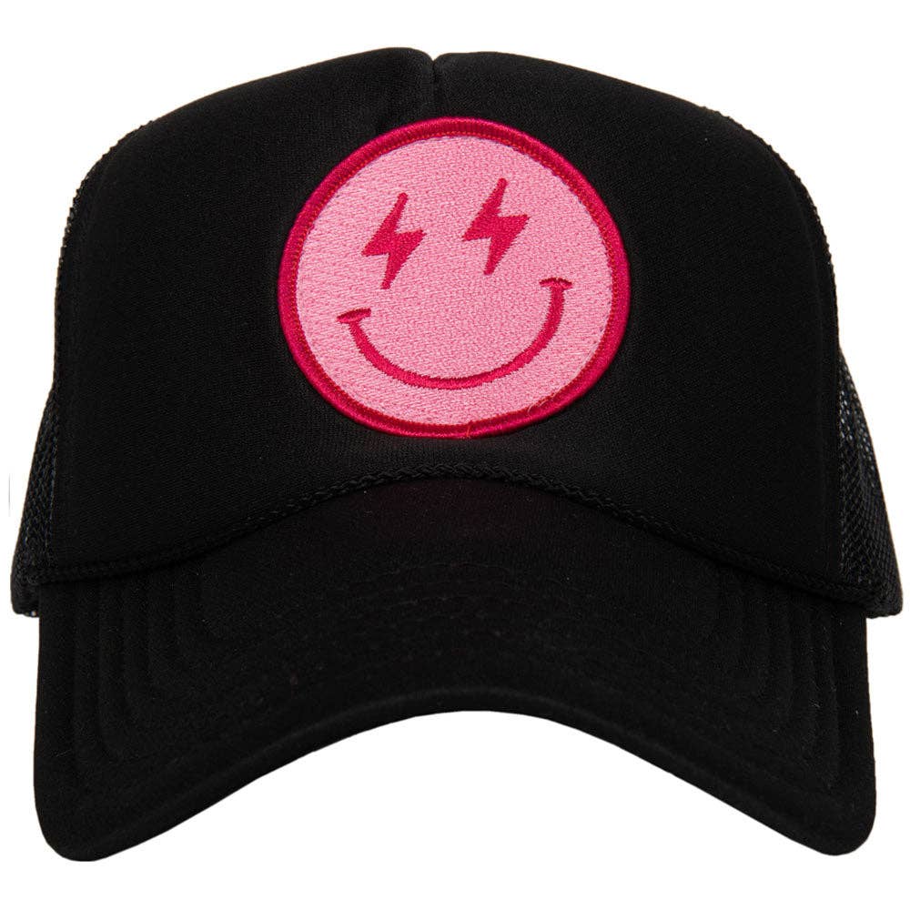 Hot Pink  Happy Face Trucker Light Pink