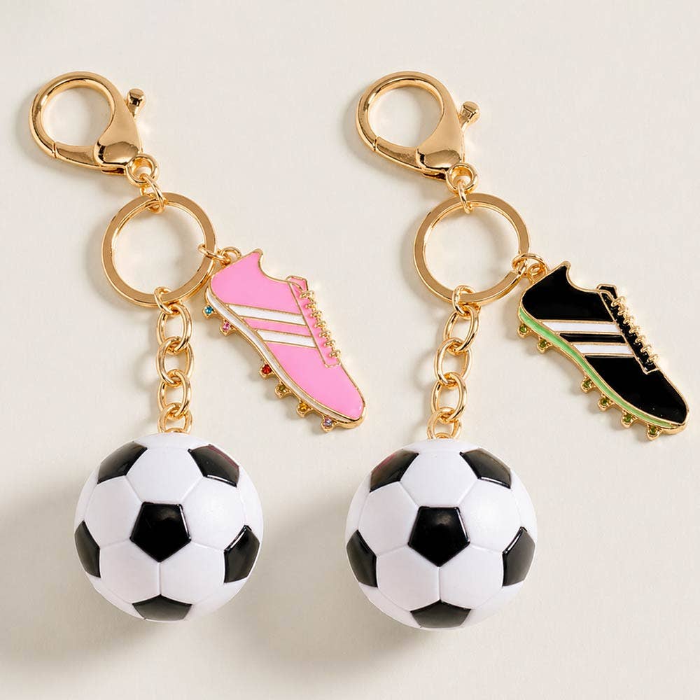 Soccer Ball Shoes Charm Keychain Bag Charm: Pink