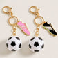 Soccer Ball Shoes Charm Keychain Bag Charm: Pink