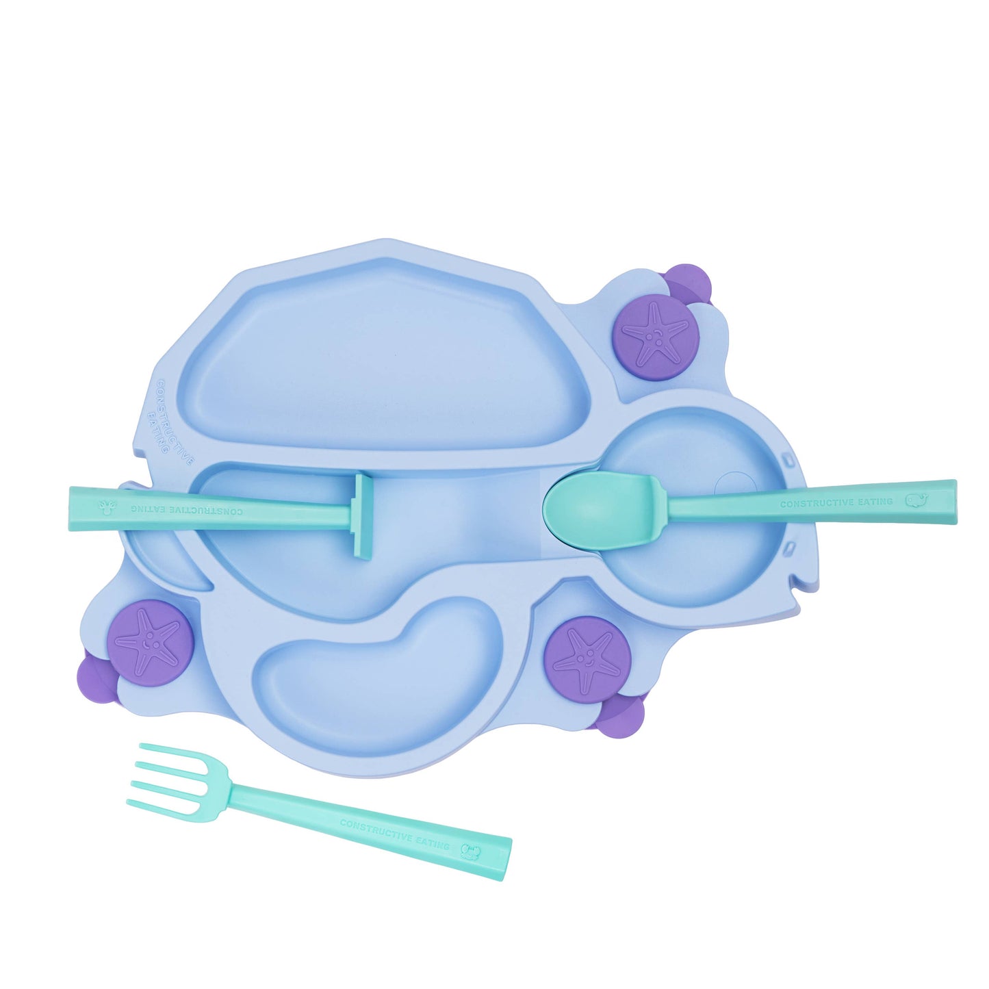 Baby Turtle Suction Plate and Training Utensils: Green Turtle Plate