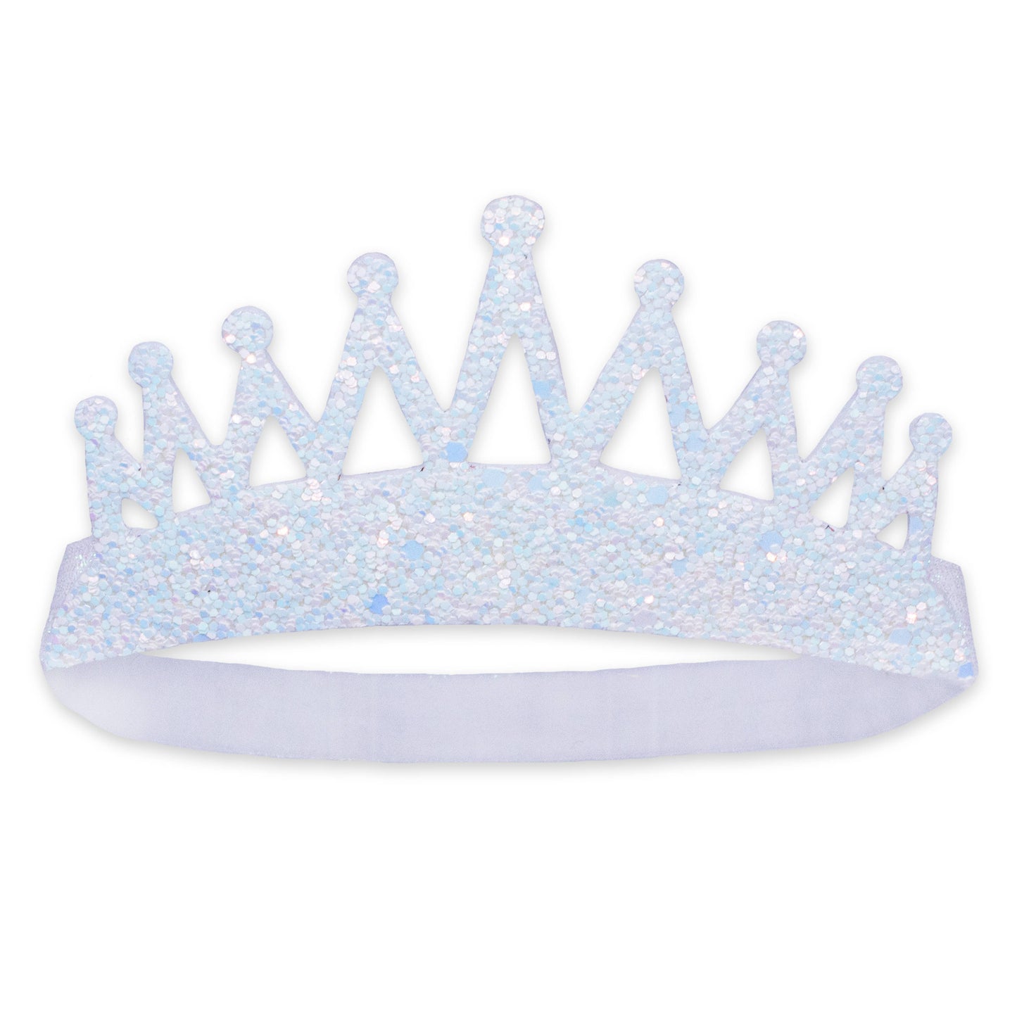 Stretch Glitter Princess Tiara Headband: White