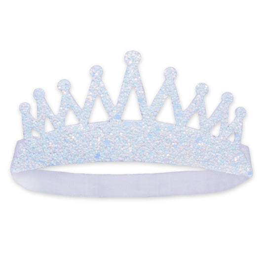 Stretch Glitter Princess Tiara Headband: White