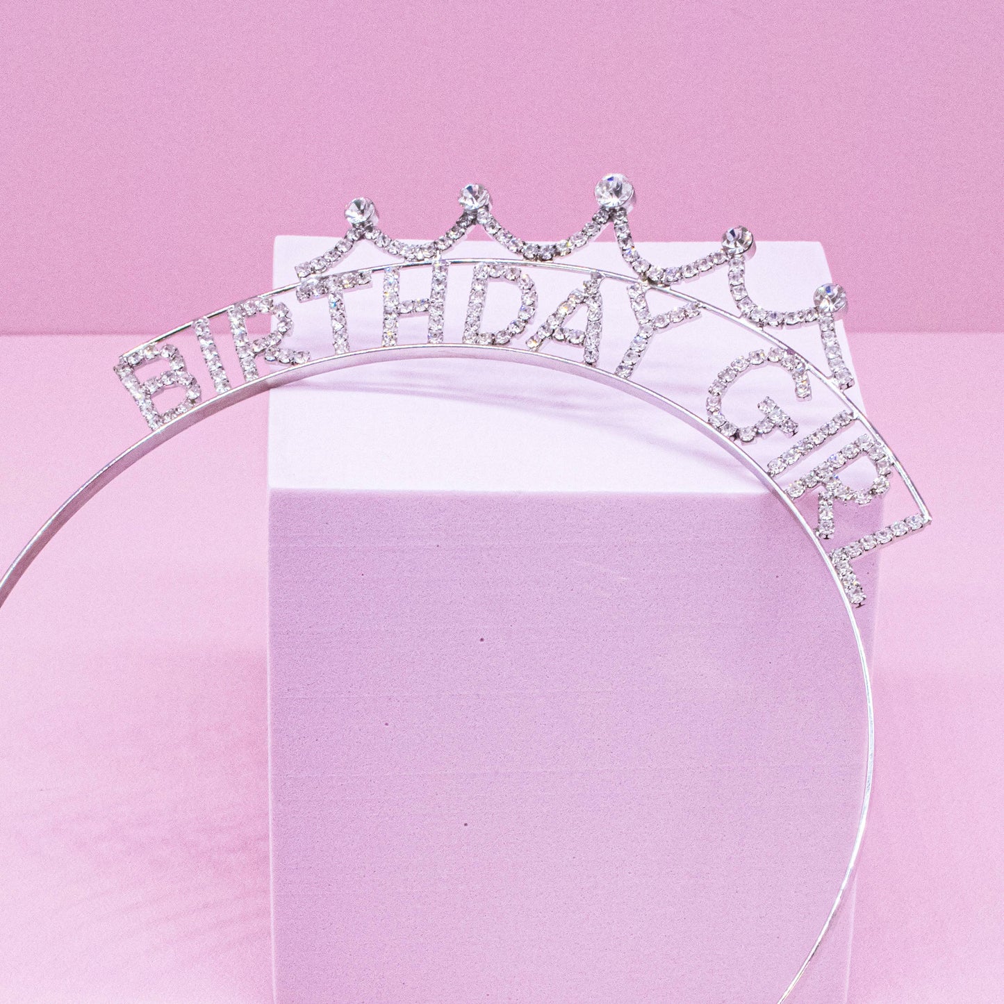 HBD Headband- Sparkle Rhinestone: Silver