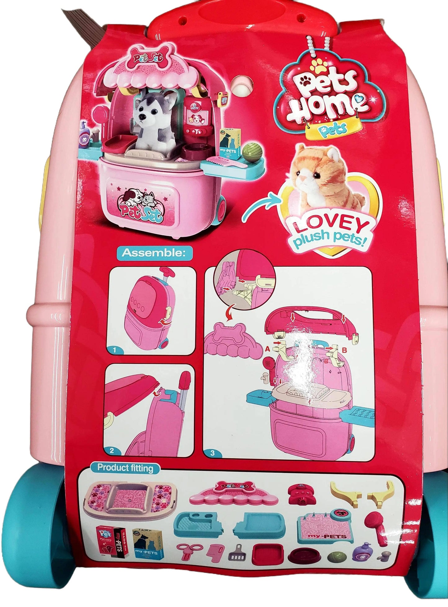 Pet Home Kitten Luggage Playset: Pink