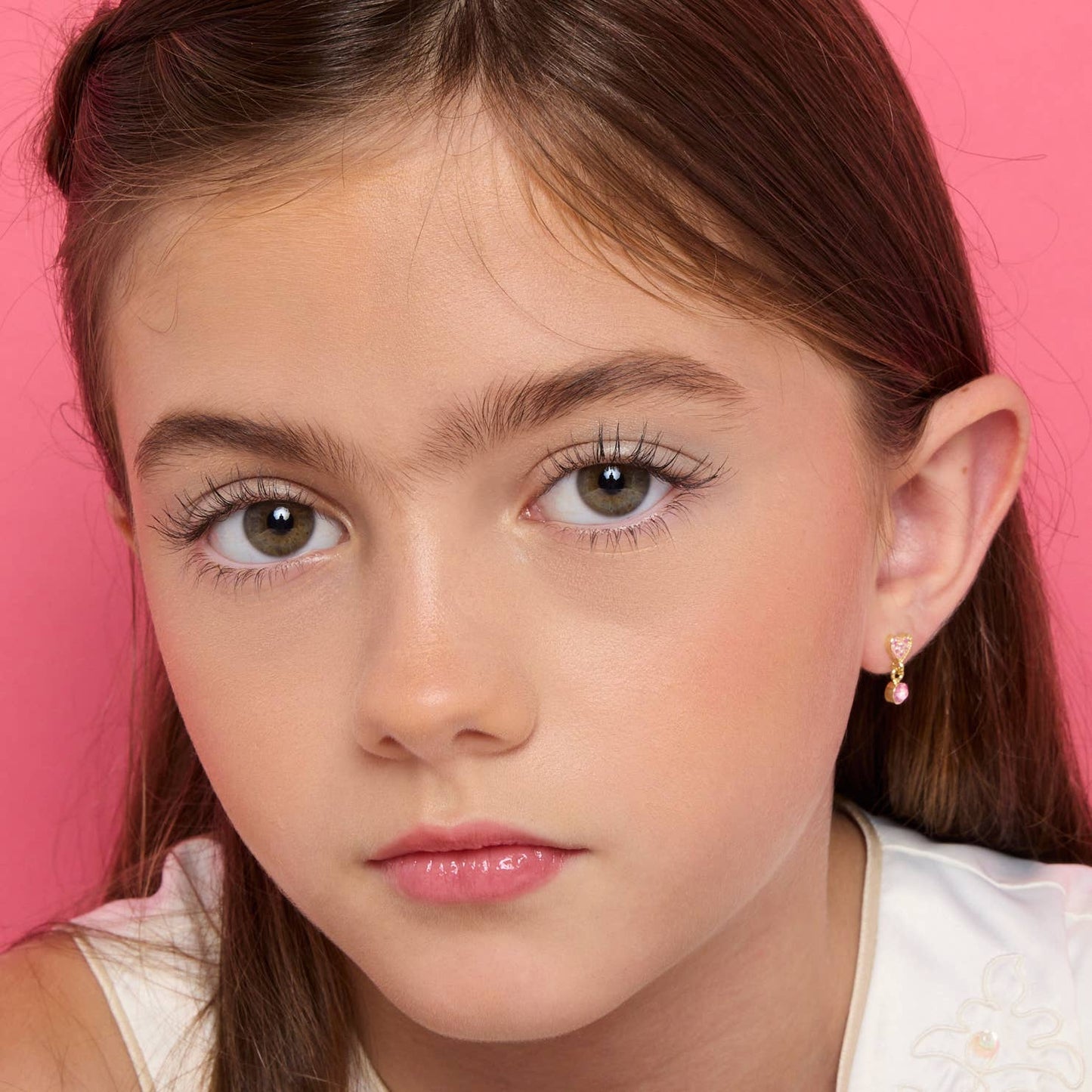 Little Luxe Drop Earrings | Heart with Pink Cubic Zirconia