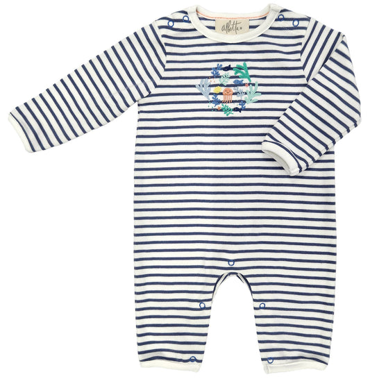 Embroidered Ocean World Romper: 3-6m
